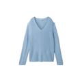 Tom Tailor Strickpullover mit V-Ausschnitt Damen light fjord blue, Gr. XXXL, Baumwolle, Langärmlig Mit V ausschnitt Regular Fit Weicher Und Nachhaltiger Baumwolle