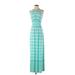 London Times Casual Dress - Maxi: Teal Chevron Dresses - Women's Size 2