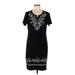 Karen Scott Sport Casual Dress - Shift Tie Neck Short sleeves: Black Dresses - Women's Size Medium