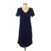 Gap Casual Dress - Shift V Neck Short sleeves: Blue Print Dresses - Women's Size X-Small