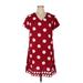 Emery Rose Casual Dress - Shift V Neck Short sleeves: Burgundy Polka Dots Dresses - Women's Size 1X