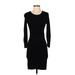 French Connection Casual Dress - Bodycon Crew Neck Long sleeves: Black Print Dresses - Women's Size 4