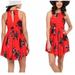 Free People Dresses | Free People Flutterby Cherry Red Floral Fit & Flare Dress Womens Size 2 | Color: Black/Red | Size: 2