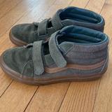Vans Shoes | Good Condition Velcro High Top Suede Vans Olive And Tan Sz 3 | Color: Green/Tan | Size: 3b
