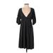 Max Studio Casual Dress Plunge 3/4 sleeves: Black Dresses - Women's Size Small