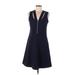 ABS Allen Schwartz Casual Dress - A-Line V-Neck Sleeveless: Blue Print Dresses - Women's Size Medium