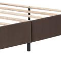 Smartmonkey The wooden bed w/ two nightstands & striped padded headboard for bedroom, Queen Size Upholstered in Brown | Wayfair ZHUZHU-W1302S00016