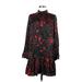 Tara Jarmon Casual Dress - Mini High Neck Long sleeves: Black Floral Dresses - Women's Size 36