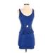 Material Girl Casual Dress - Mini: Blue Brocade Dresses - Women's Size Small