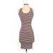 Sundry Casual Dress - Bodycon Scoop Neck Sleeveless: Red Stripes Dresses - New - Women's Size Small