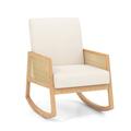 Highland Dunes Amaar Solid Wood Rocking Chair Wood/Solid Wood in Brown/White | 37.5 H x 26 W x 32.5 D in | Wayfair 031EF5E6849242B2A0468A602D298B94