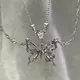 Y2K-Collier pendentif papillon en cristal pour femme lumière luxe Egirl punk cœur grunge