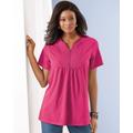 Blair Women's Haband Women’s Eyelet Henley Knit Tunic - Pink - L - Misses