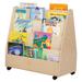 Contender Baltic Birch Book Display Stand, Fully Assembled Double-Sided Cart On Wheels, Bookshelf Organizer for Kids - 30"