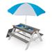 3-in-1 Kid Outdoor Wooden Picnic Table with Umbrella, Convertible Sand