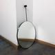 Orbis Ceiling Hanging Suspended Round Mirror with Blackened Stainless Steel Frame