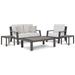 Signature Design by Ashley Tropicava Taupe/White 5-Piece Outdoor Seating Package - 58"W x 34"D x 36"H