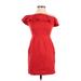 Babaton Casual Dress - Mini Off The Shoulder Short sleeves: Red Solid Dresses - Women's Size 4