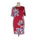 Karen Scott Sport Casual Dress - Shift Crew Neck Short sleeves: Burgundy Floral Dresses - Women's Size X-Large