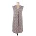 H&M Casual Dress - Shift V Neck Sleeveless: Brown Print Dresses - Women's Size 8