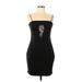 Shein Casual Dress - Mini Square Sleeveless: Black Solid Dresses - Women's Size Large