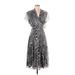 Jones New York Collection Casual Dress - Wrap: Gray Zebra Print Dresses - Women's Size 5