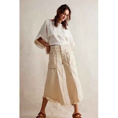 We The Free Sun Setter Pull-On Jeans at Free People in Natural Cotton, Size: XL
