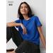 Women's Linen Crew Neck Short-Sleeve T-Shirt | Blue | 2XL | UNIQLO US