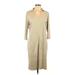 Max Studio Casual Dress - Sheath V Neck 3/4 sleeves: Tan Print Dresses - Women's Size Large