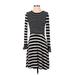 Ann Taylor LOFT Casual Dress - Fit & Flare: Black Stripes Dresses - Women's Size 4