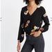 Madewell Tops | Madewell Silk Wrap Top In Gallery Floral Xs Black Blouse Long Sleeve | Color: Black | Size: Xs