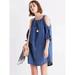 Madewell Dresses | Madewell Chambray Linen Blend Cold-Shoulder Tie Detail Mini Dress (Xs) | Color: Blue | Size: Xs