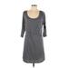 Banana Republic Factory Store Casual Dress - Shift Scoop Neck 3/4 sleeves: Gray Print Dresses - Women's Size Large