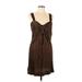 Raquel Allegra Casual Dress - Mini Sweetheart Sleeveless: Brown Print Dresses - Women's Size Large
