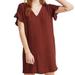 Madewell Dresses | Madewell Ruffle-Sleeve Rusty Flutter Sleeve Shift Easy Dress Nwt Dd | Color: Orange | Size: M