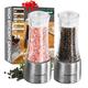 Salt and Pepper Grinder Set - KUCHECRAFT Pepper and Salt Grinder Refillable - Stainless Steel Peppercorn Mill with Large Chamber and Aroma Seal