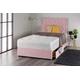Home Furnishings UK Pink Plush Divan Bed Set with Memory Sprung Mattress and Matching Nina Diamante Headboard (No Draws) (5FT King Size)