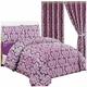 ml MassAri Limited 3 piece Jacquard Quilted Bedspread Comforter Throw Set (Diana Purple, King)