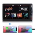 Hizpo 7 Inch Double Din Right Rudder Car Stereo Wireless Apple CarPlay/Android Auto, Mirrorlink/Mobile Charging, Bluetooth, USB Phones, Music Play, Car Navigation