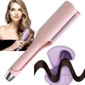 French Wave Curling Iron, Rommantic French Egg Roll Curling Iron, French Egg Roll Curling Iron, V-Shape Ceramic Big Waves Hair Crimper, Adjustable Temperature Waver Curling Iron Wand (Pink)