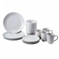 HOMD 16-Pieces Stoneware Dinnerware Set, Dinner Set, Kitchen Dinnerware Ceramic Crockery Set, Dinner Service Set for 4, Include Dinner Plate, Dessert Plate, Cereal Bowl and Mug（White dot）