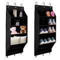 GAESHOW 2 PCS Over the Door Shoe Storage, Hanging Shoe Rack, Door Shoe Rack with Deep Pockets, Over Door Shoe Organizer for Narrow Closet and Dorm Holds 11 Pairs Shoe Hanger Organizer, Black