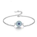 Arazi Bracelet Luxury Evil Eye Bracelets for Women Sterling Silver Round Blue CZ Enamel Tennis Bracelet Link Chain Jewelry (Color : White Gold Color)