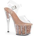 Pleaser ADORE-708G Clr/Rose Gold Glitter Inserts UK 7 (EU 40)