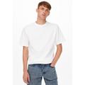 T-Shirt ONLY & SONS "ONSFRED LIFE RLX SS TEE NOOS", Herren, Gr. S, weiß (hellweiß), Single Jersey, Obermaterial: 100% Baumwolle, unifarben, modisch, bequem normal, Rundhals, Kurzarm, Shirts