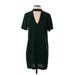 Zara Casual Dress - Shift Plunge Short sleeves: Green Print Dresses - Women's Size Small