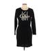 Calvin Klein Casual Dress - Mini Crew Neck Long sleeves: Black Print Dresses - Women's Size Medium