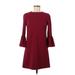 Alice + Olivia Casual Dress - A-Line High Neck 3/4 sleeves: Burgundy Print Dresses - Women's Size 2