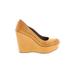 Kork-Ease Wedges: Slip-on Platform Minimalist Orange Solid Shoes - Women's Size 6 1/2 - Round Toe
