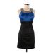 B. Darlin Cocktail Dress - Sheath Scoop Neck Sleeveless: Blue Solid Dresses - Women's Size 3